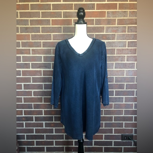 SOFT SURROUNDINGS Chambray Tencel Olenka Tunic Sz Medium - Picture 2 of 7